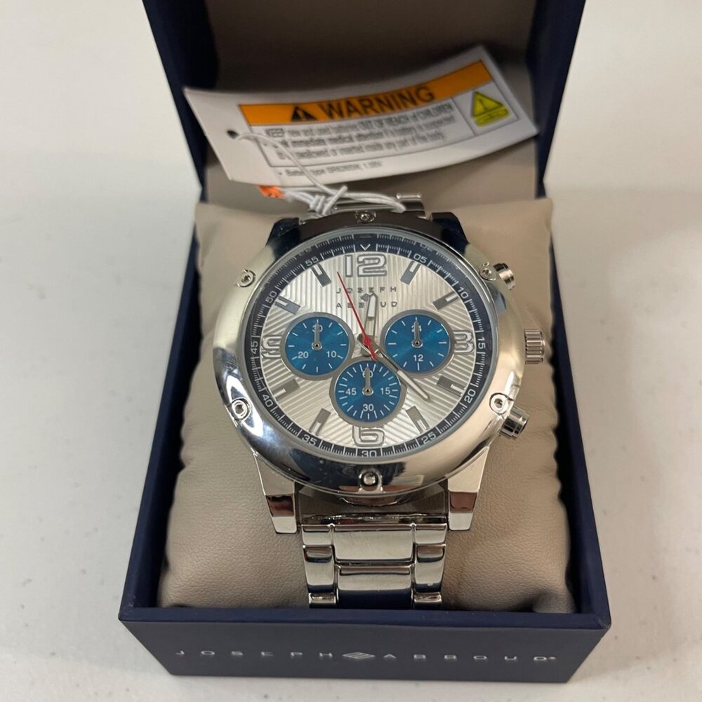 Joseph Abboud Silver-Tone White Dial Mens Watch In Original Box, New - Picture 6 of 13